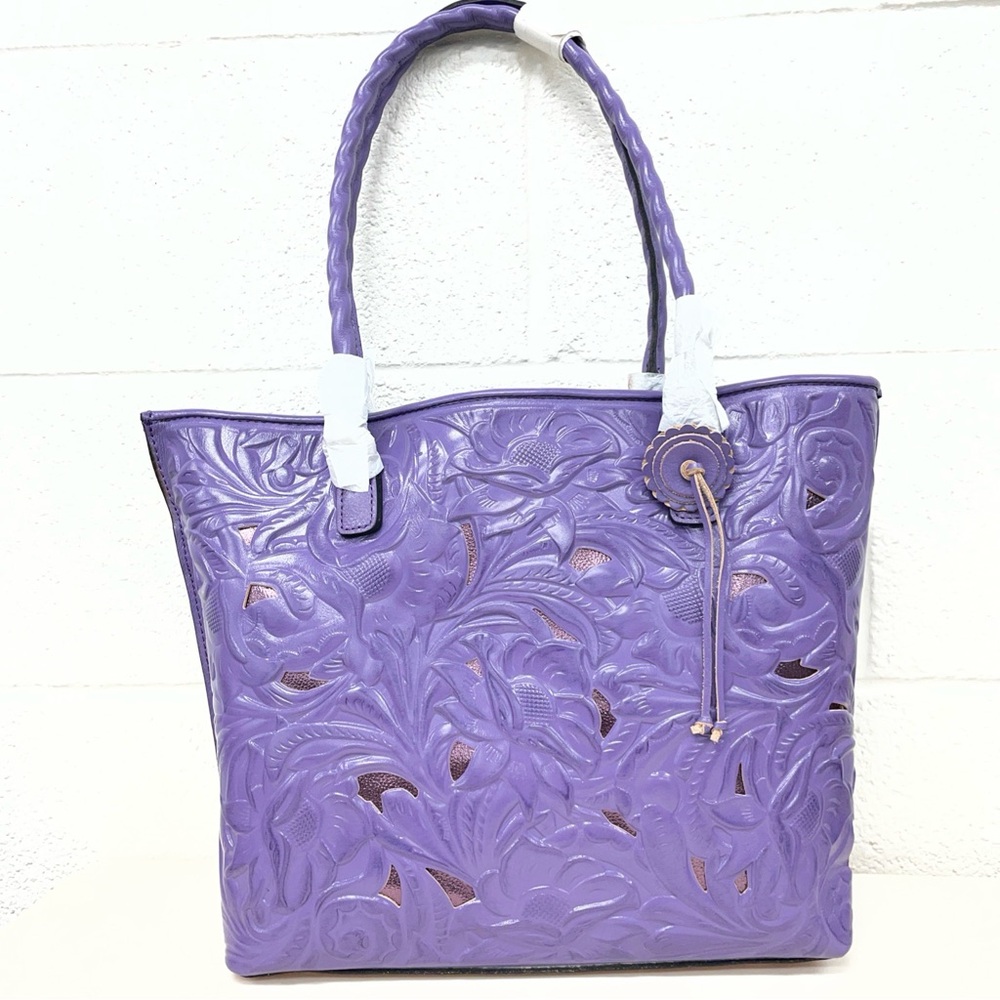 RARE Patricia Nash Purple Leather Tote Bag NWT